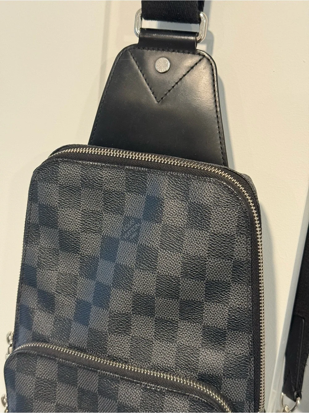 AUTHENTIC Louis Vuitton Black Damier Graphite Avenue Crossbody Sling Bag